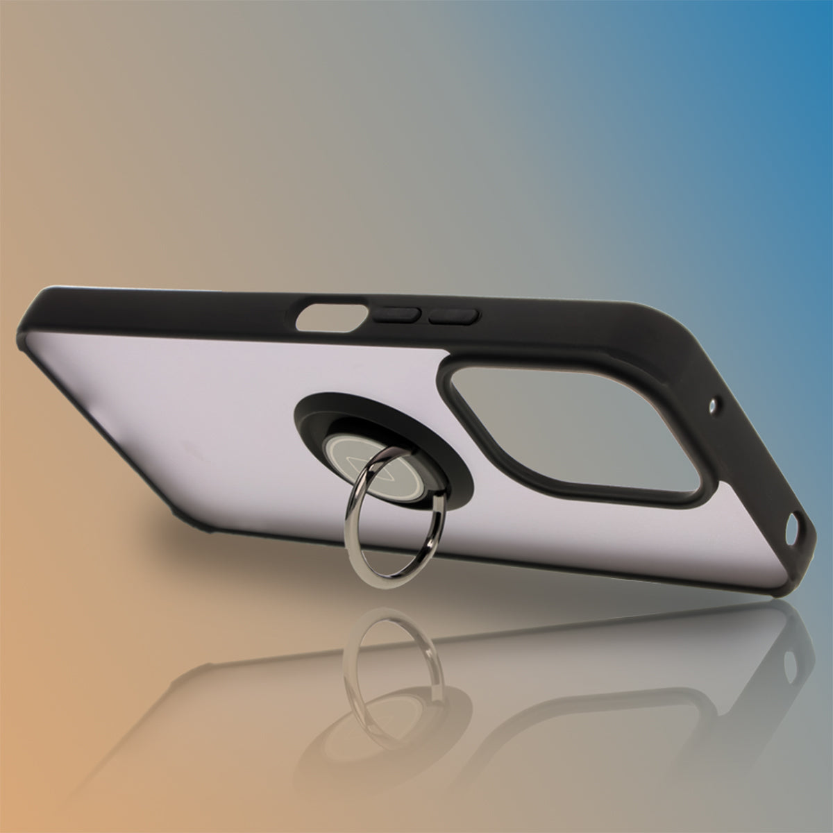 Handyhülle mit Fingergriff für Xiaomi Redmi 13 4G, Bizon Case Hybrid Ring, getönt mit schwarzem Rahmen