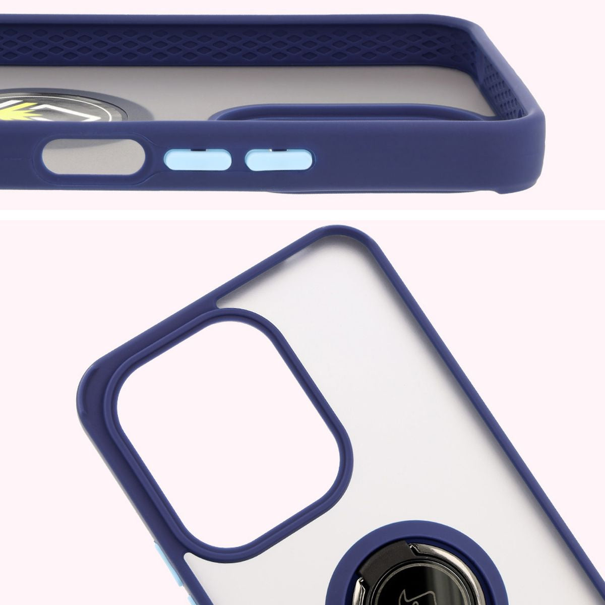 Handyhülle mit Fingergriff für Xiaomi Redmi 13 4G, Bizon Case Hybrid Ring, getönt mit dunkelblauem Rahmen