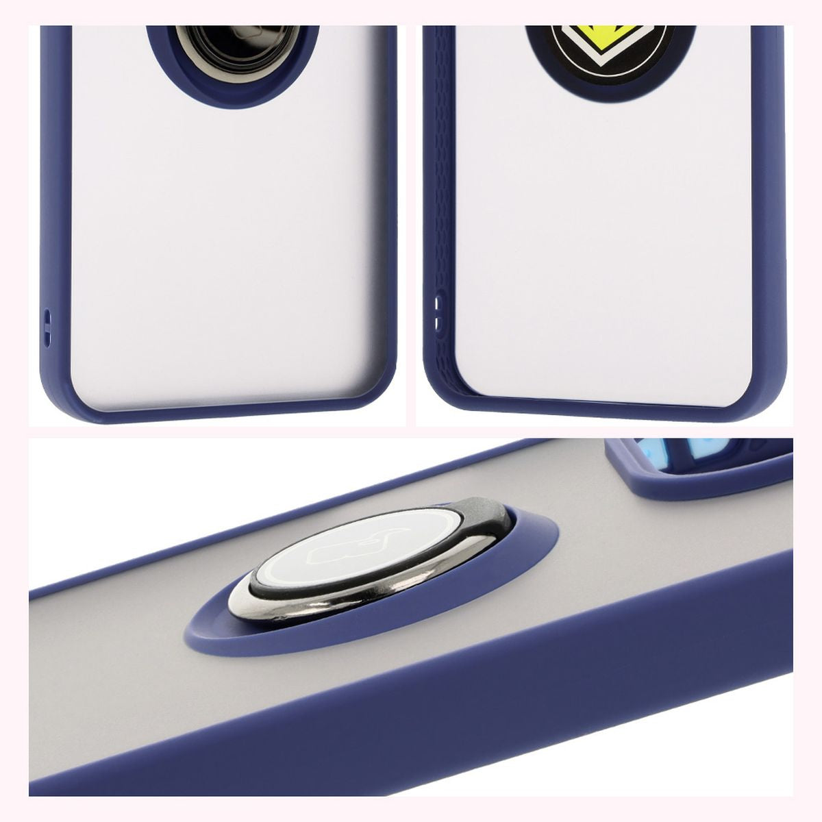 Handyhülle mit Fingergriff für Xiaomi Redmi 13 4G, Bizon Case Hybrid Ring, getönt mit dunkelblauem Rahmen