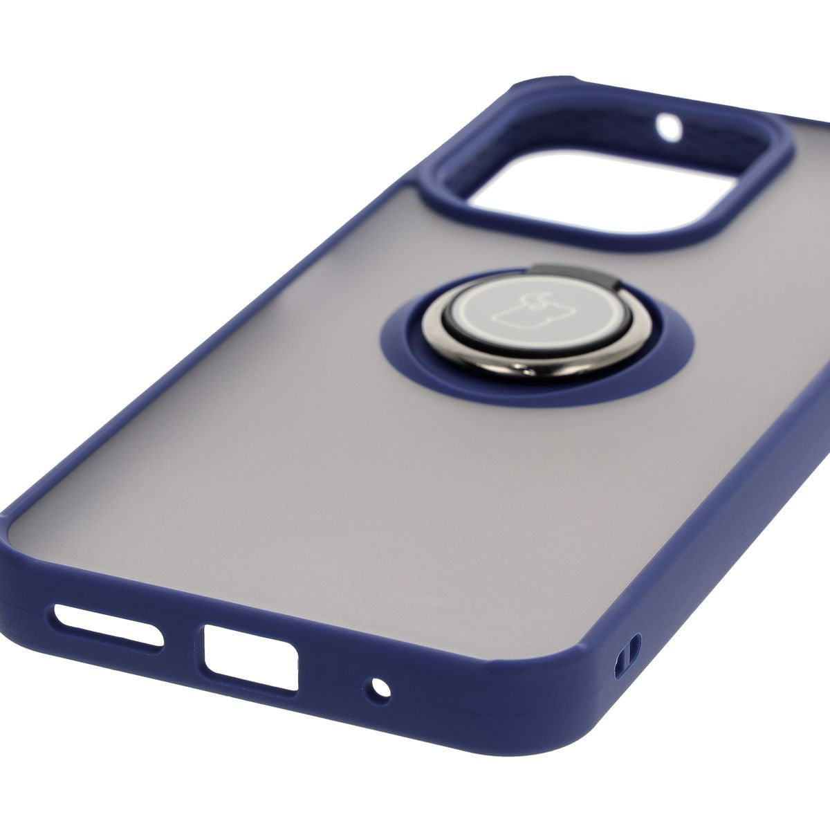 Handyhülle mit Fingergriff für Xiaomi Redmi 13 4G, Bizon Case Hybrid Ring, getönt mit dunkelblauem Rahmen