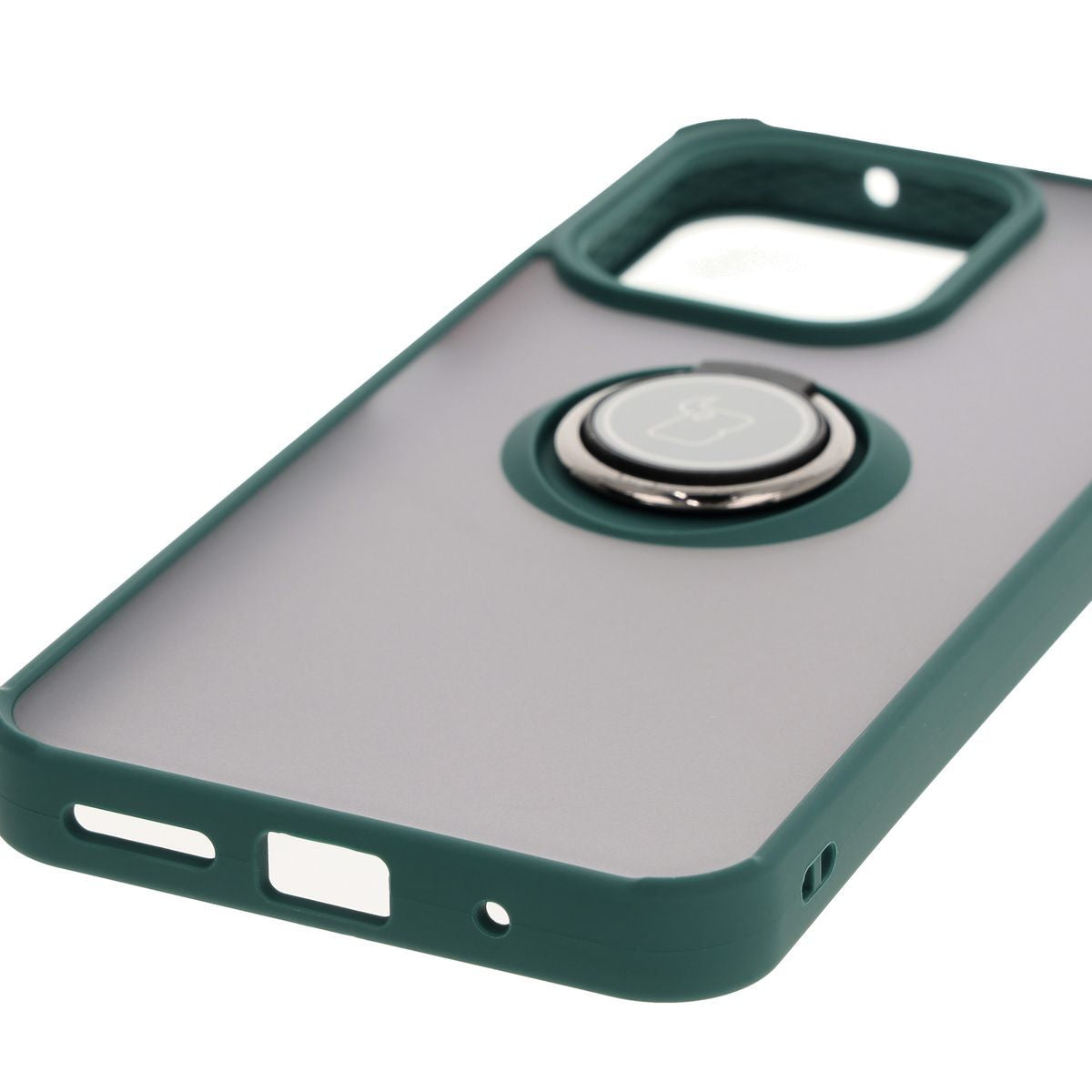 Handyhülle mit Fingergriff für Xiaomi Redmi 13 4G, Bizon Case Hybrid Ring, getönt mit dunkelgrünem Rahmen