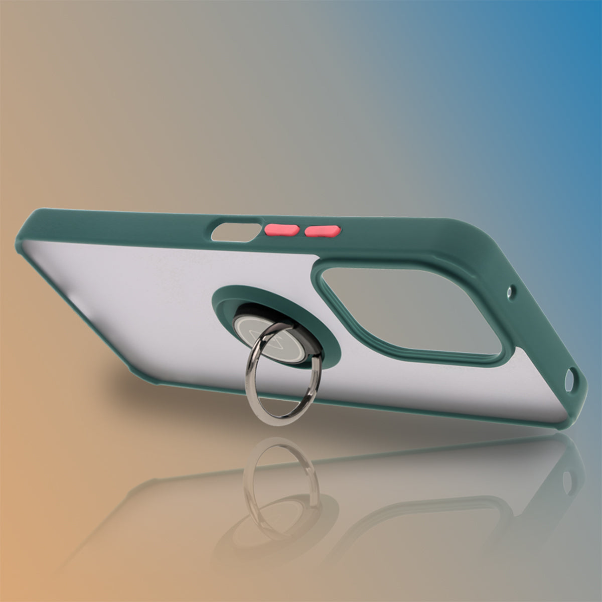 Handyhülle mit Fingergriff für Xiaomi Redmi 13 4G, Bizon Case Hybrid Ring, getönt mit dunkelgrünem Rahmen