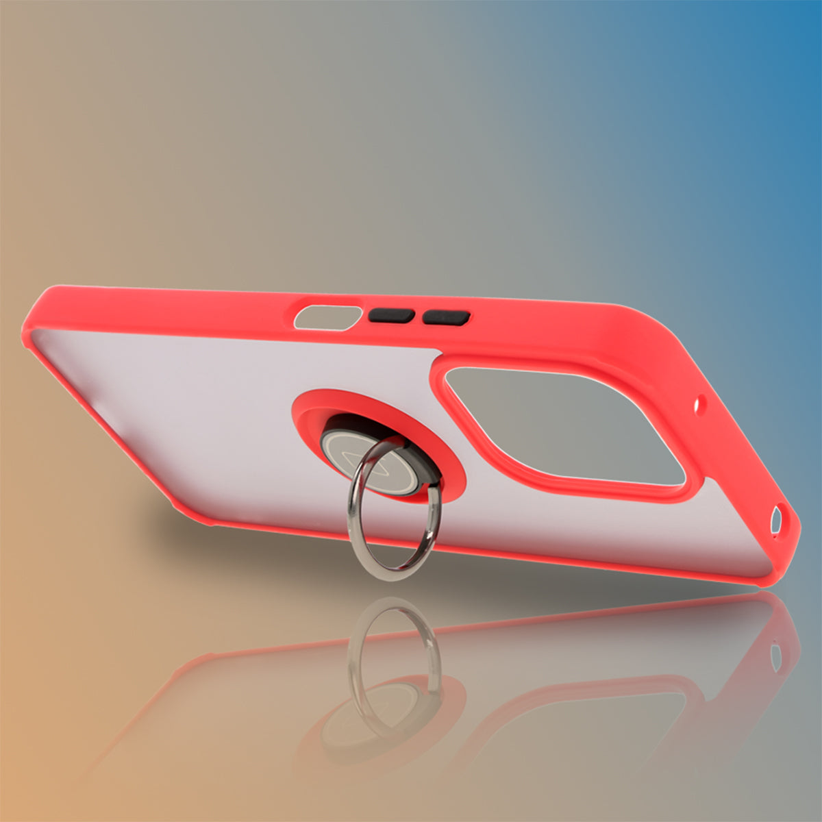 Handyhülle mit Fingergriff für Xiaomi Redmi 13 4G, Bizon Case Hybrid Ring, getönt mit rotem Rahmen