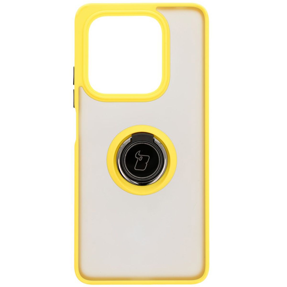 Handyhülle mit Fingergriff für Xiaomi Redmi Note 14 5G, Bizon Case Hybrid Ring, getönt mit gelbem Rahmen