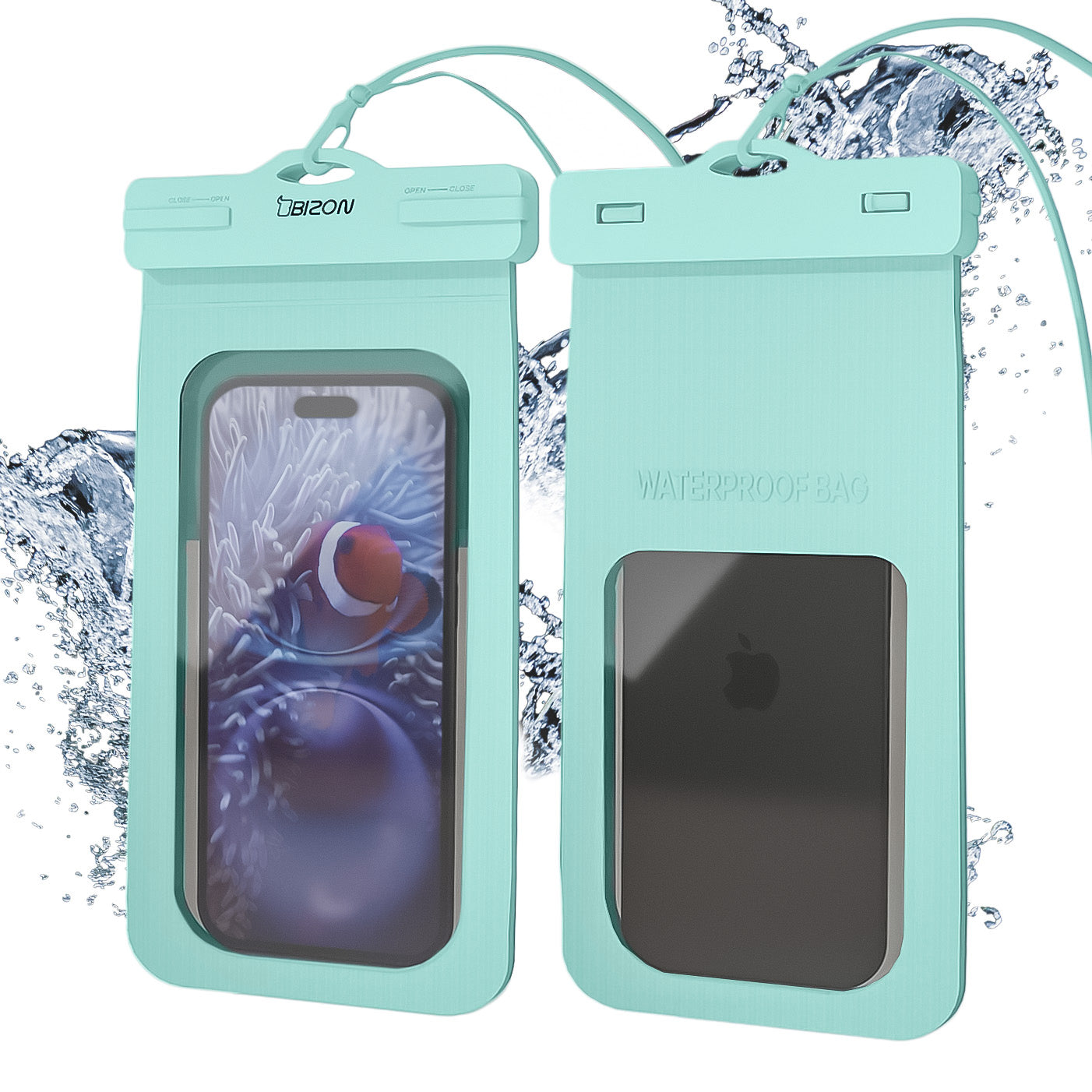 Wasserdichte Handyhülle Bizon Case Hydrowrap, 2 Stück, Minze