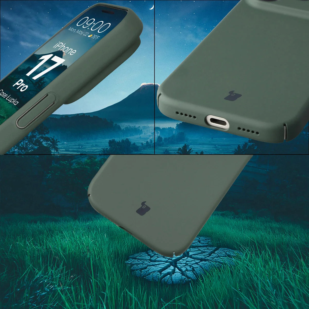 Handyhülle für iPhone 17 Pro, Bizon Case Lupka, Grün