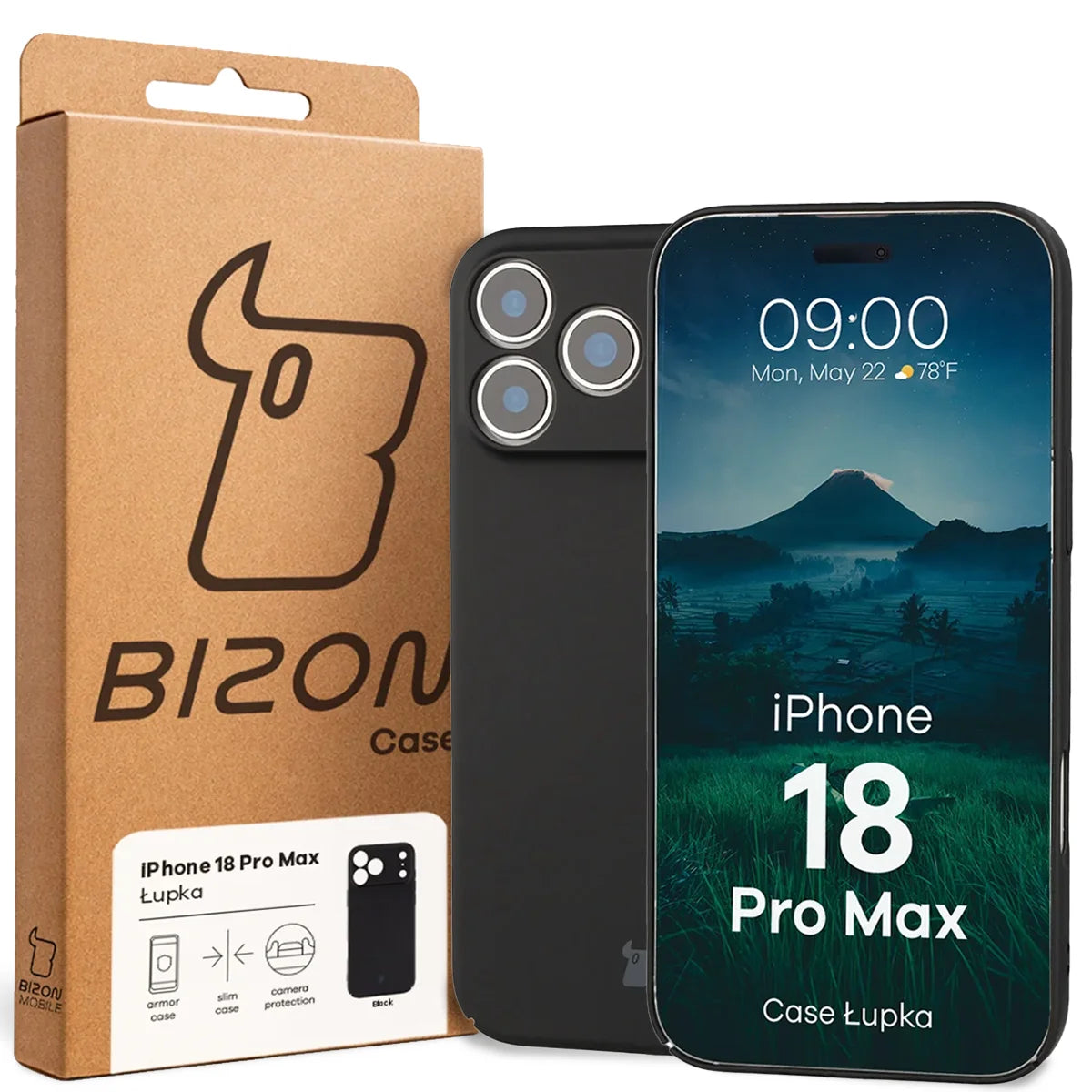 Handyhülle für iPhone 18 Pro Max, Bizon Case Lupka, Schwarz (6/6)