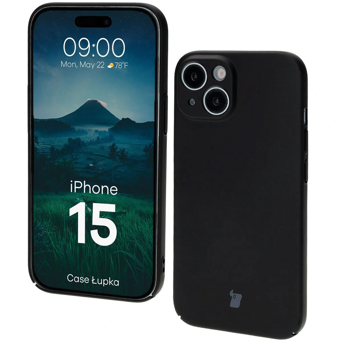 Handyhülle für iPhone 15, Bizon Case Lupka, Schwarz