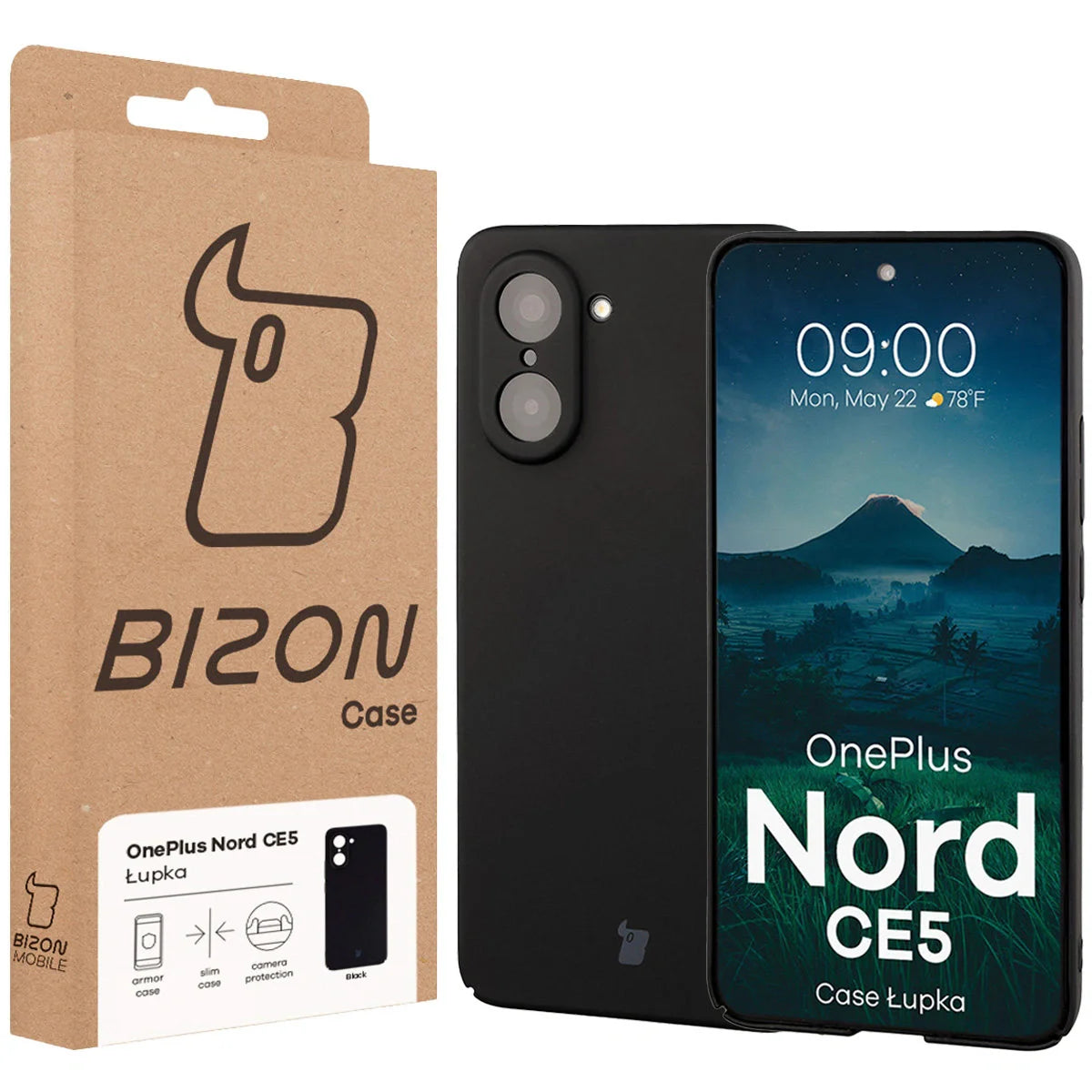 Handyhülle für OnePlus Nord CE5 5G, Bizon Case Lupka, Schwarz