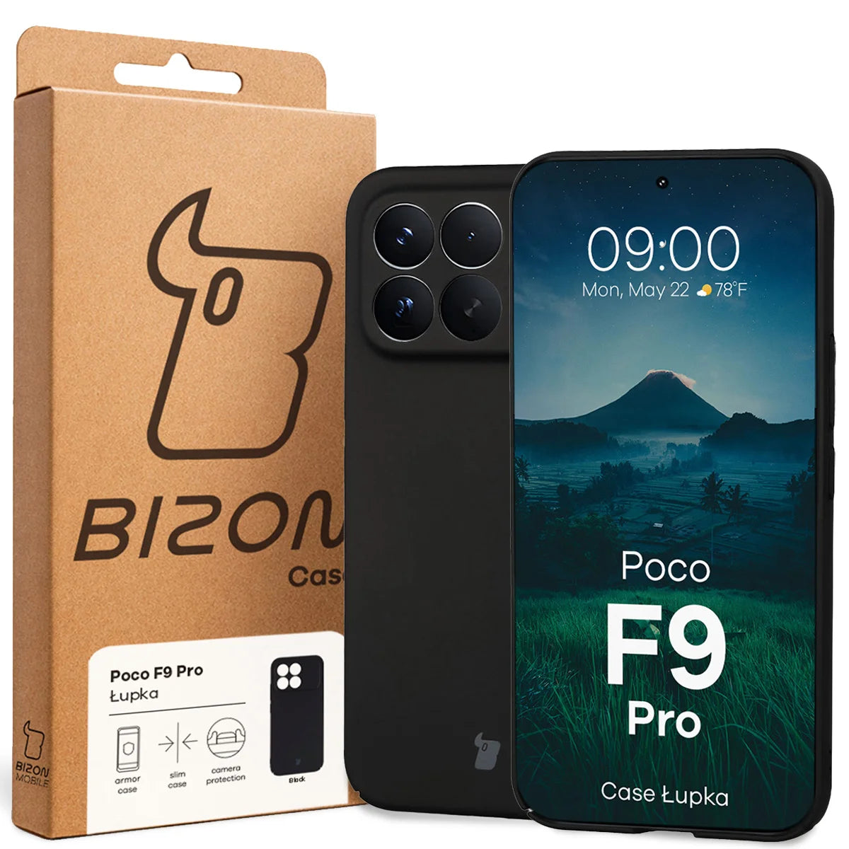 Handyhülle für Xiaomi POCO F9 Pro, Bizon Case Lupka, Schwarz (6/6)