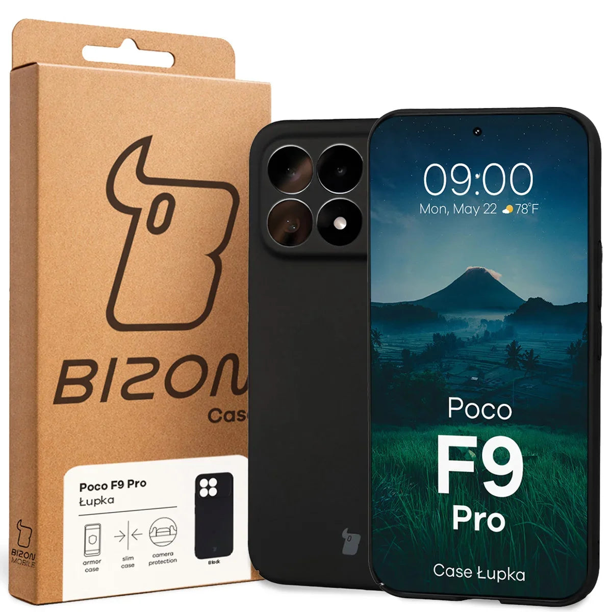 Handyhülle für Xiaomi POCO F9 Pro, Bizon Case Lupka, Schwarz (6/6)