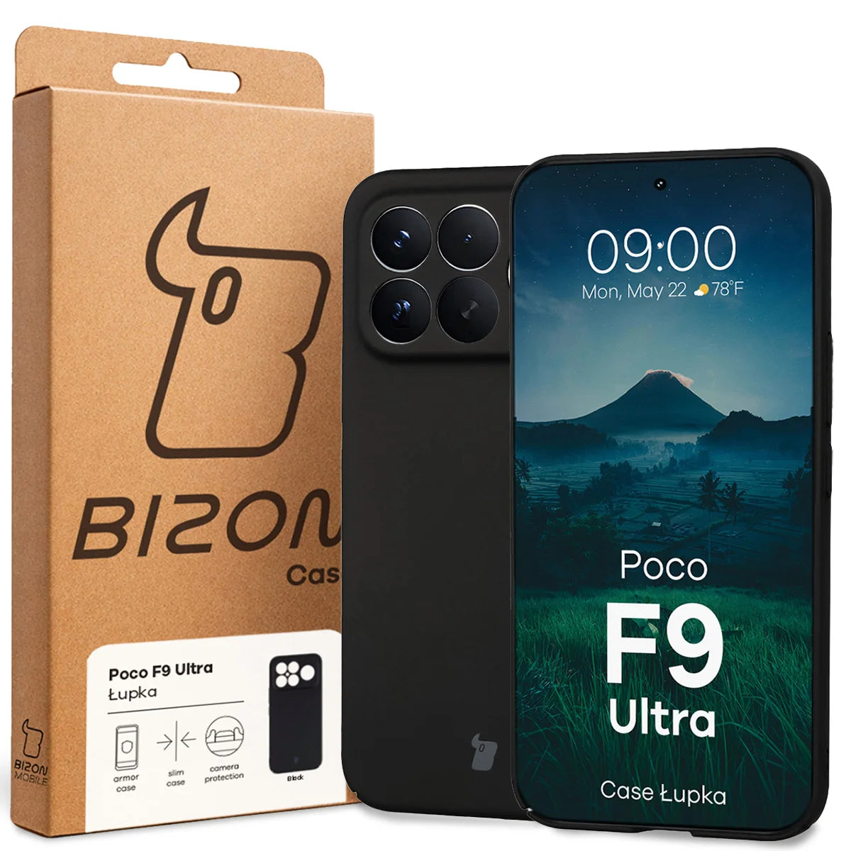Handyhülle für Xiaomi POCO F9 Ultra, Bizon Case Lupka, Schwarz (6/6)