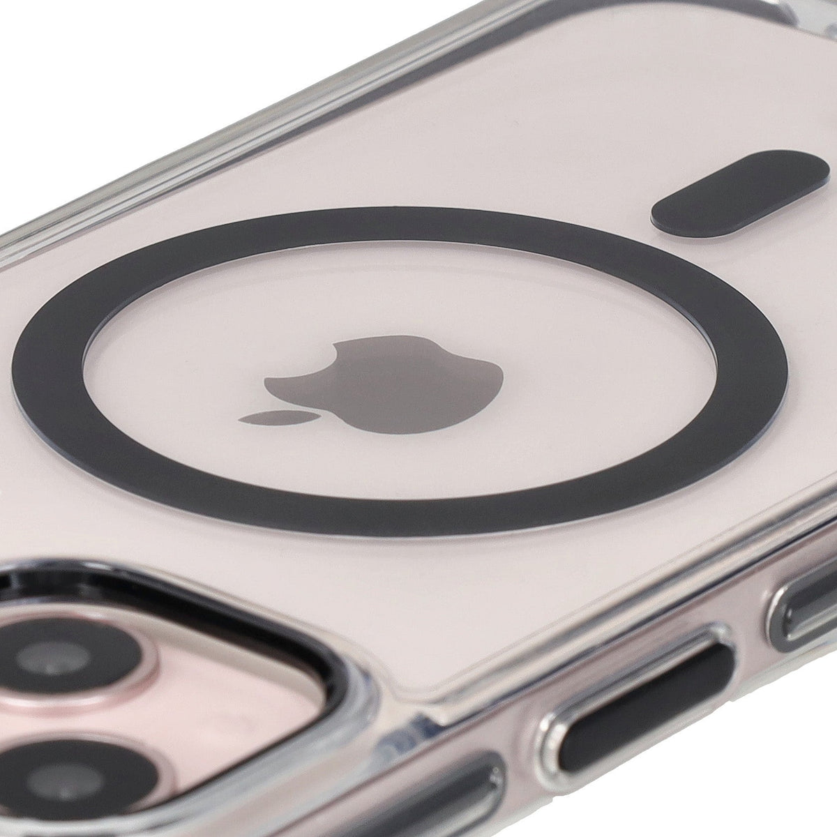 Handyhülle mit Magnetring für iPhone 14/13, Bizon Case Marco, Transparent mit schwarzem Rahmen