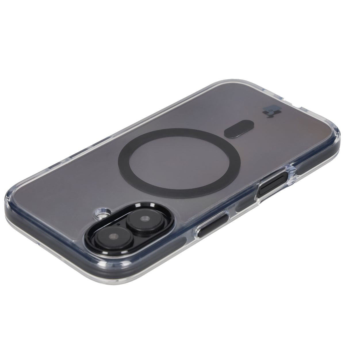 Handyhülle mit Magnetring für iPhone 16, Bizon Case Marco, Transparent mit schwarzem Rahmen
