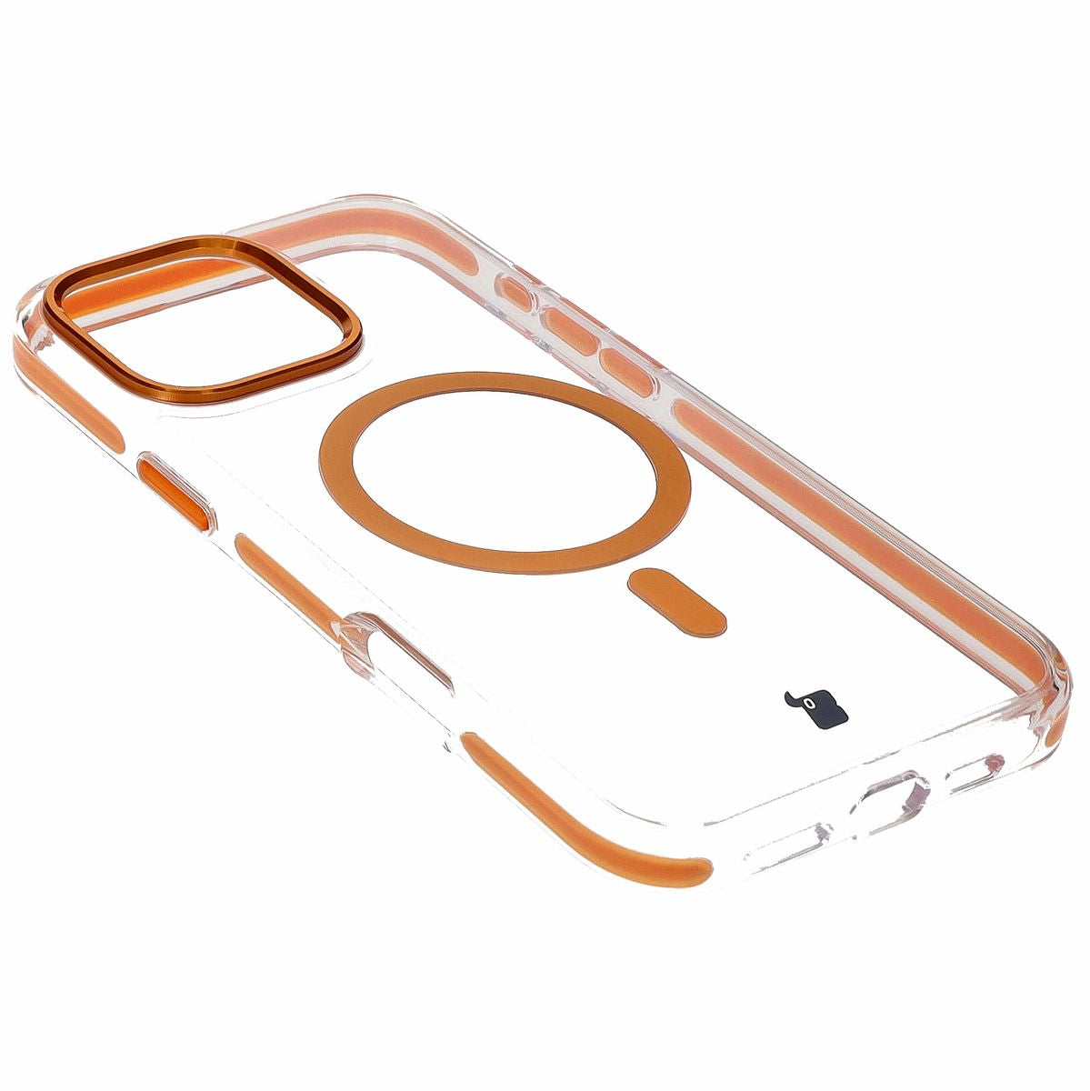 Handyhülle mit Magnetring für iPhone 16 Pro Max, Bizon Case Marco, Transparent mit orangem Rahmen