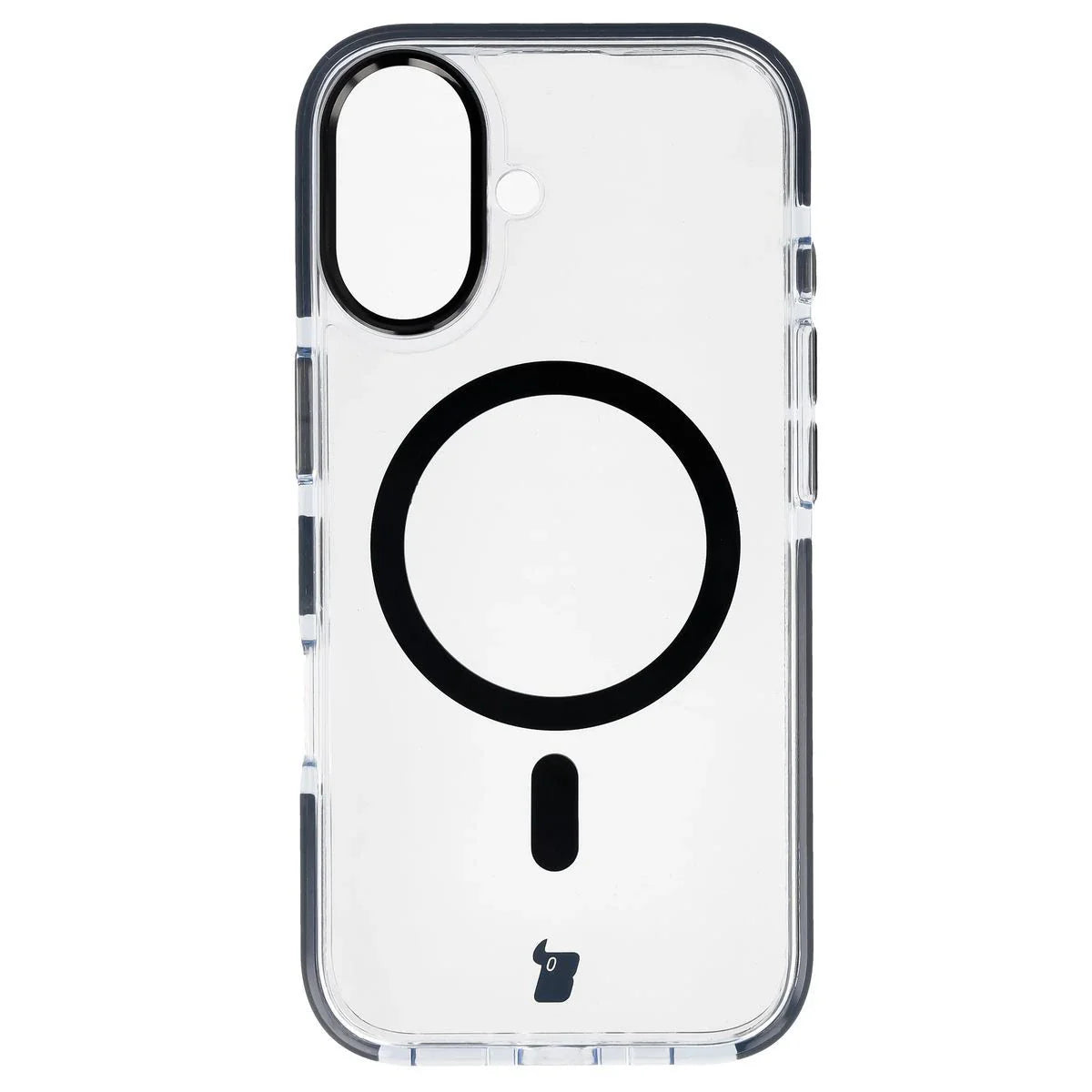 Handyhülle mit Magnetring für iPhone 17, Bizon Case Marco, Transparent mit schwarzem Rahmen