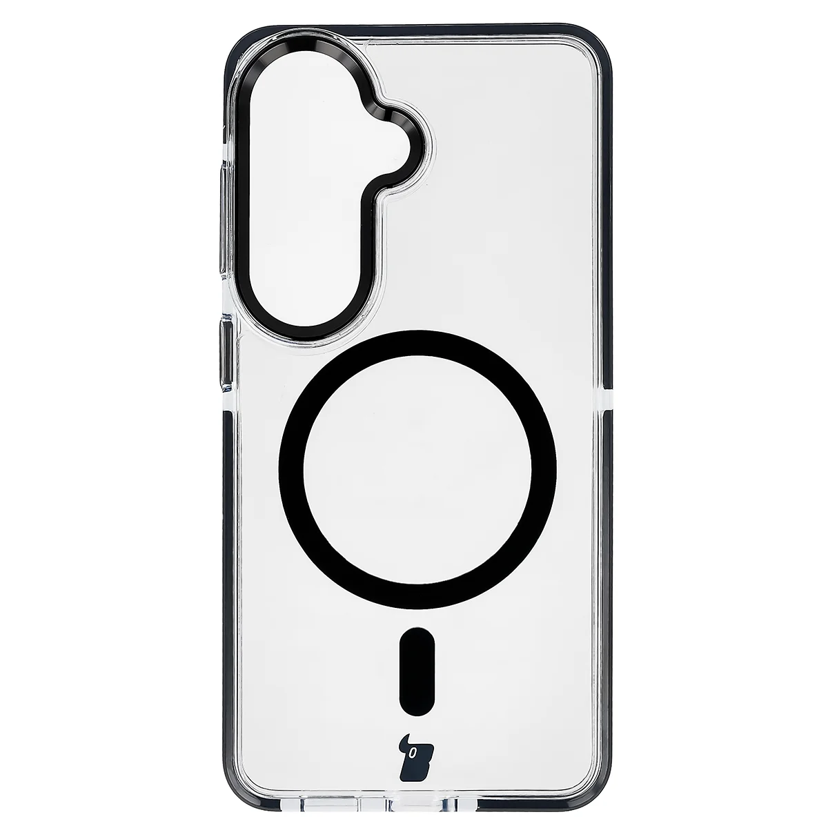 Handyhülle mit Magnetring für Galaxy S26, Bizon Case Marco, Transparent mit schwarzem Rahmen
