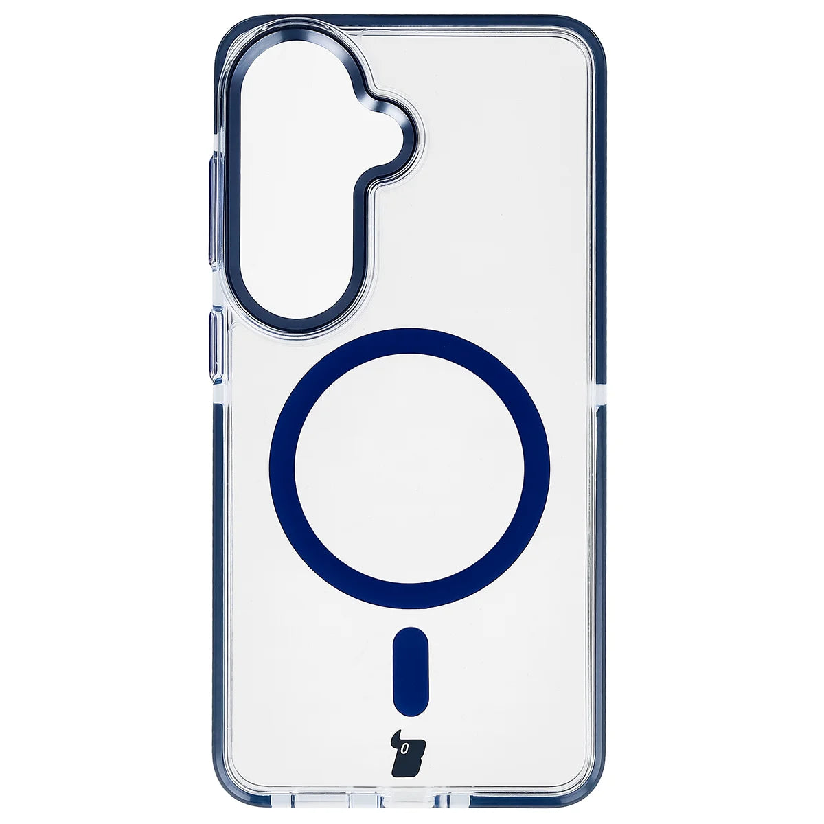 Handyhülle mit Magnetring für Galaxy S26, Bizon Case Marco, Transparent mit blauem Rahmen