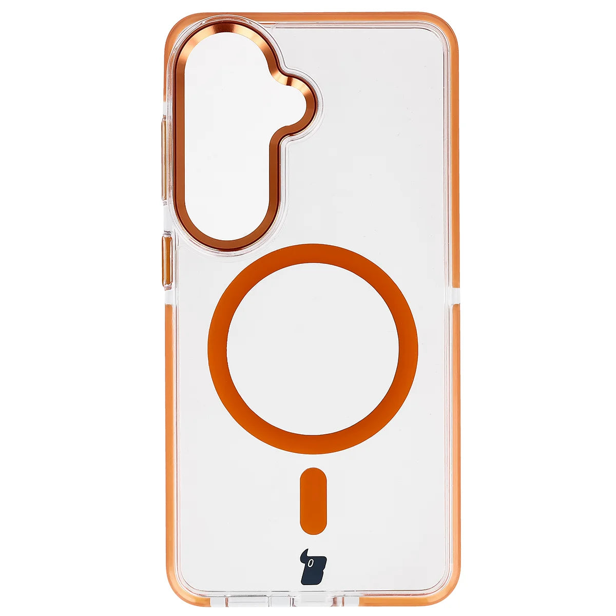 Handyhülle mit Magnetring für Galaxy S26, Bizon Case Marco, Transparent mit orangem Rahmen