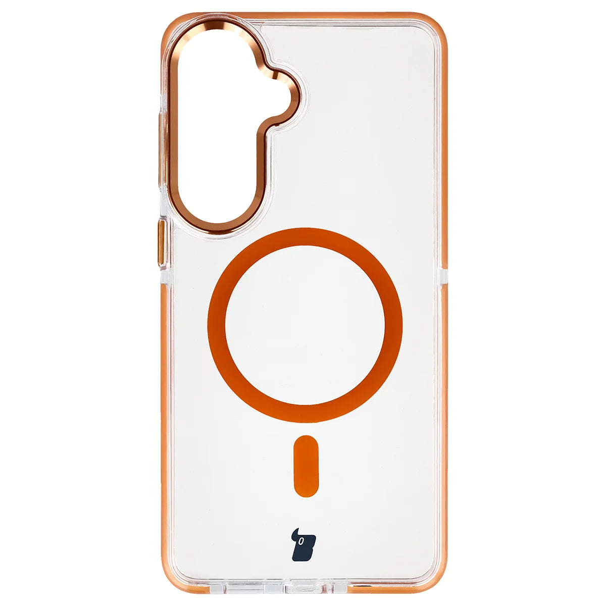 Handyhülle mit Magnetring für Galaxy S26 Plus, Bizon Case Marco, Transparent mit orangem Rahmen