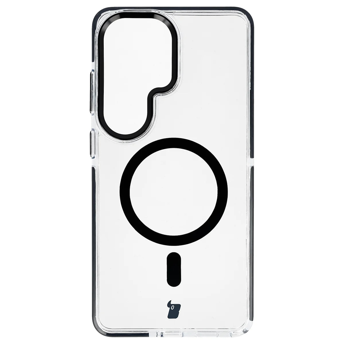 Handyhülle mit Magnetring für Galaxy S26 Ultra, Bizon Case Marco, Transparent mit schwarzem Rahmen