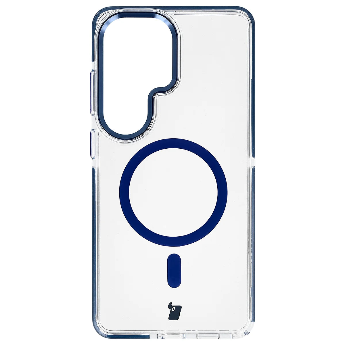 Handyhülle mit Magnetring für Galaxy S26 Ultra, Bizon Case Marco, Transparent mit blauem Rahmen