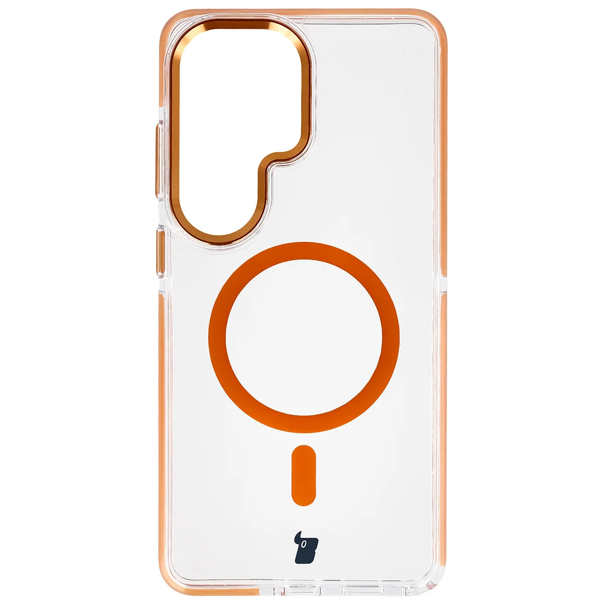 Handyhülle mit Magnetring für Galaxy S26 Ultra, Bizon Case Marco, Transparent mit orangem Rahmen
