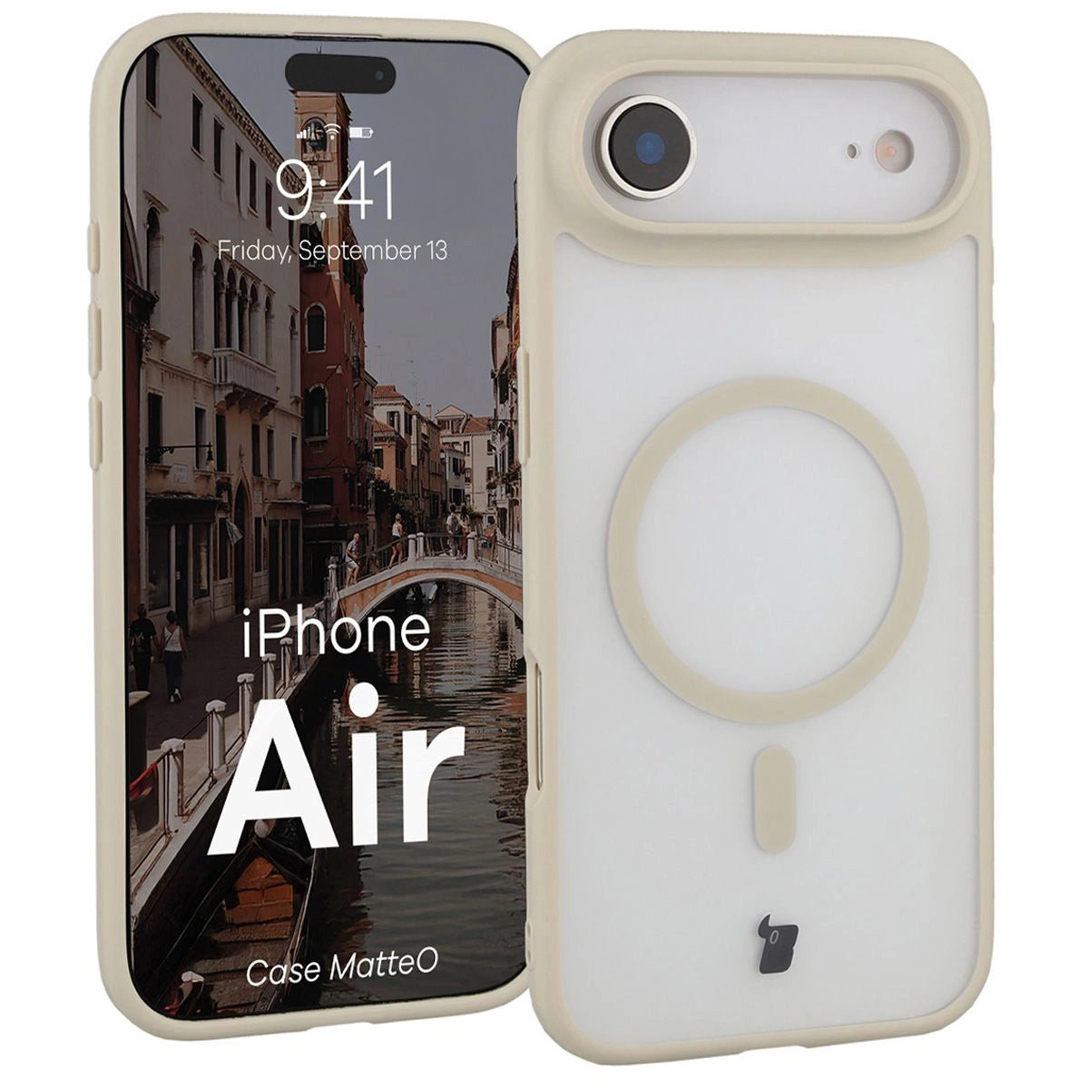 Handyhülle mit Magnetring für iPhone Air, Bizon Case MatteO, Getönt-Beige