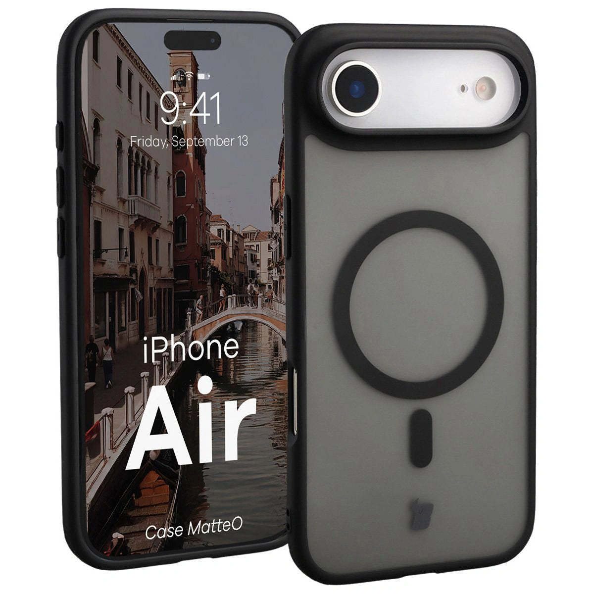 Handyhülle mit Magnetring für iPhone Air, Bizon Case MatteO, Getönt-Schwarz