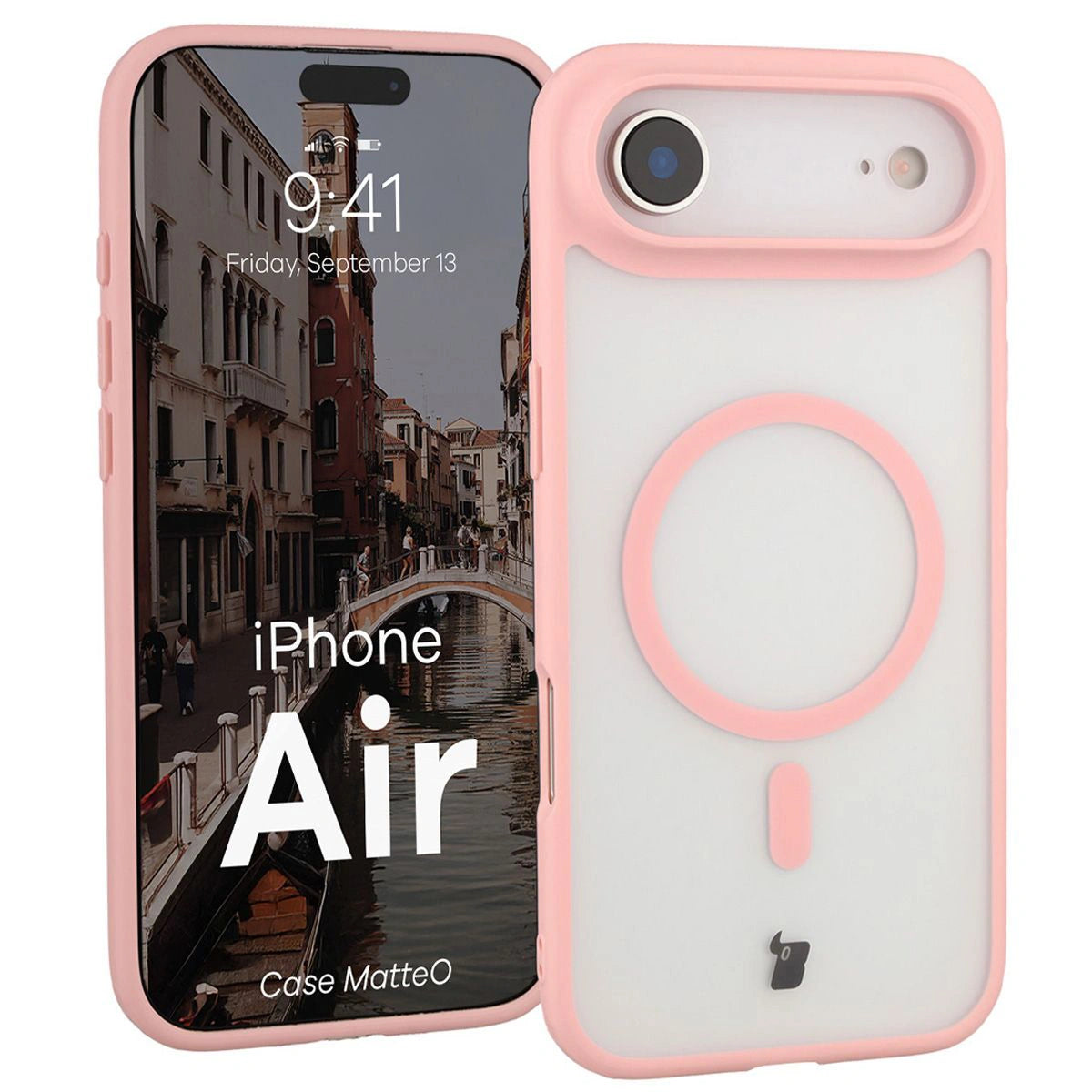 Handyhülle mit Magnetring für iPhone Air, Bizon Case MatteO, Getönt-Hellrosa