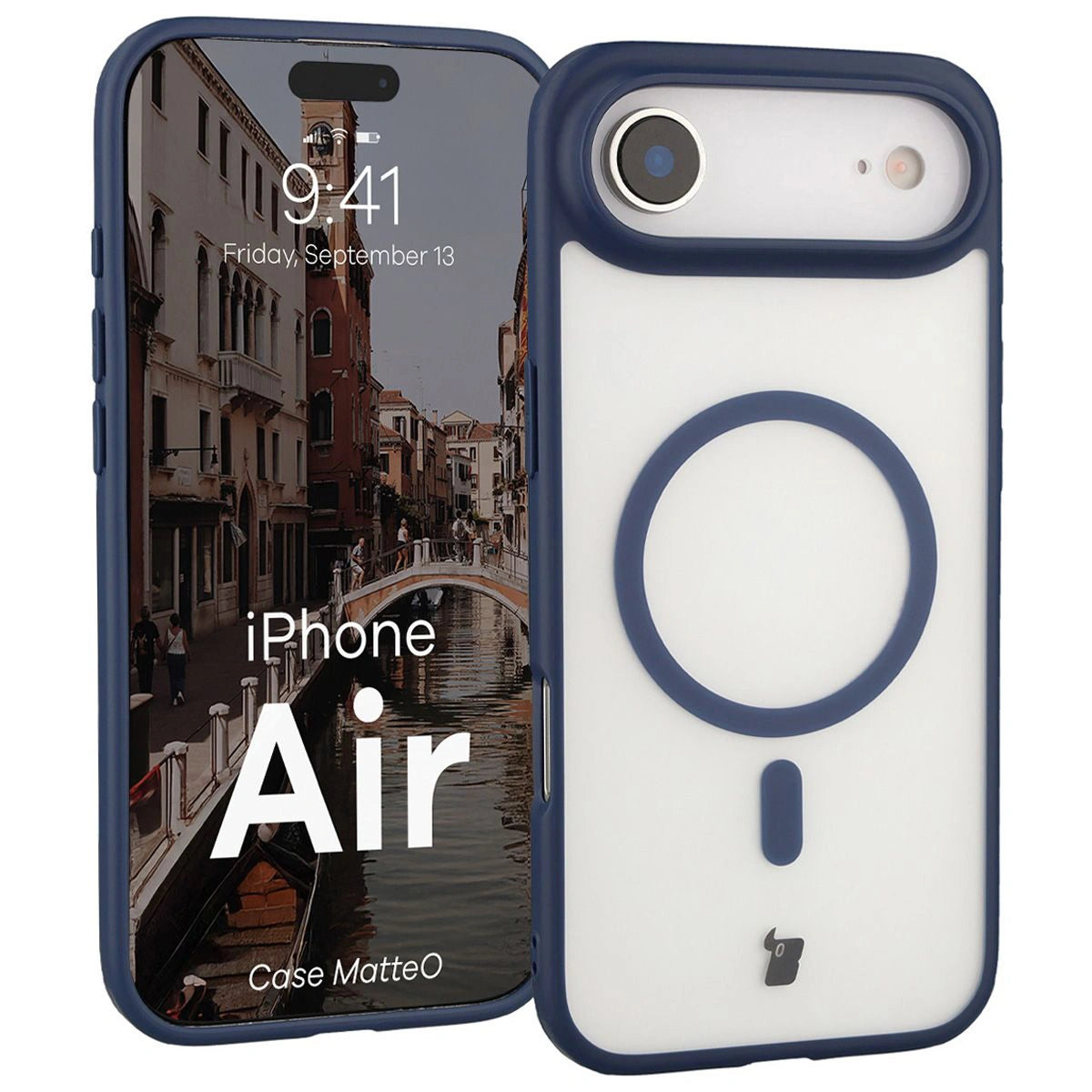Handyhülle mit Magnetring für iPhone Air, Bizon Case MatteO, Getönt-Dunkelblau