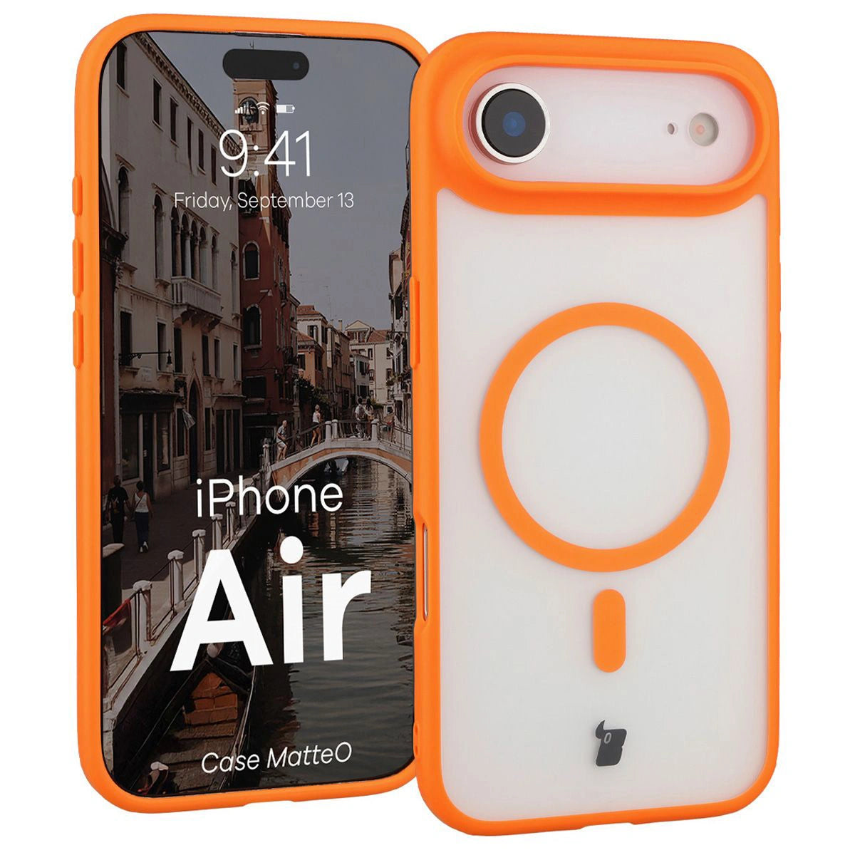 Handyhülle mit Magnetring für iPhone Air, Bizon Case MatteO, Getönt-Orange