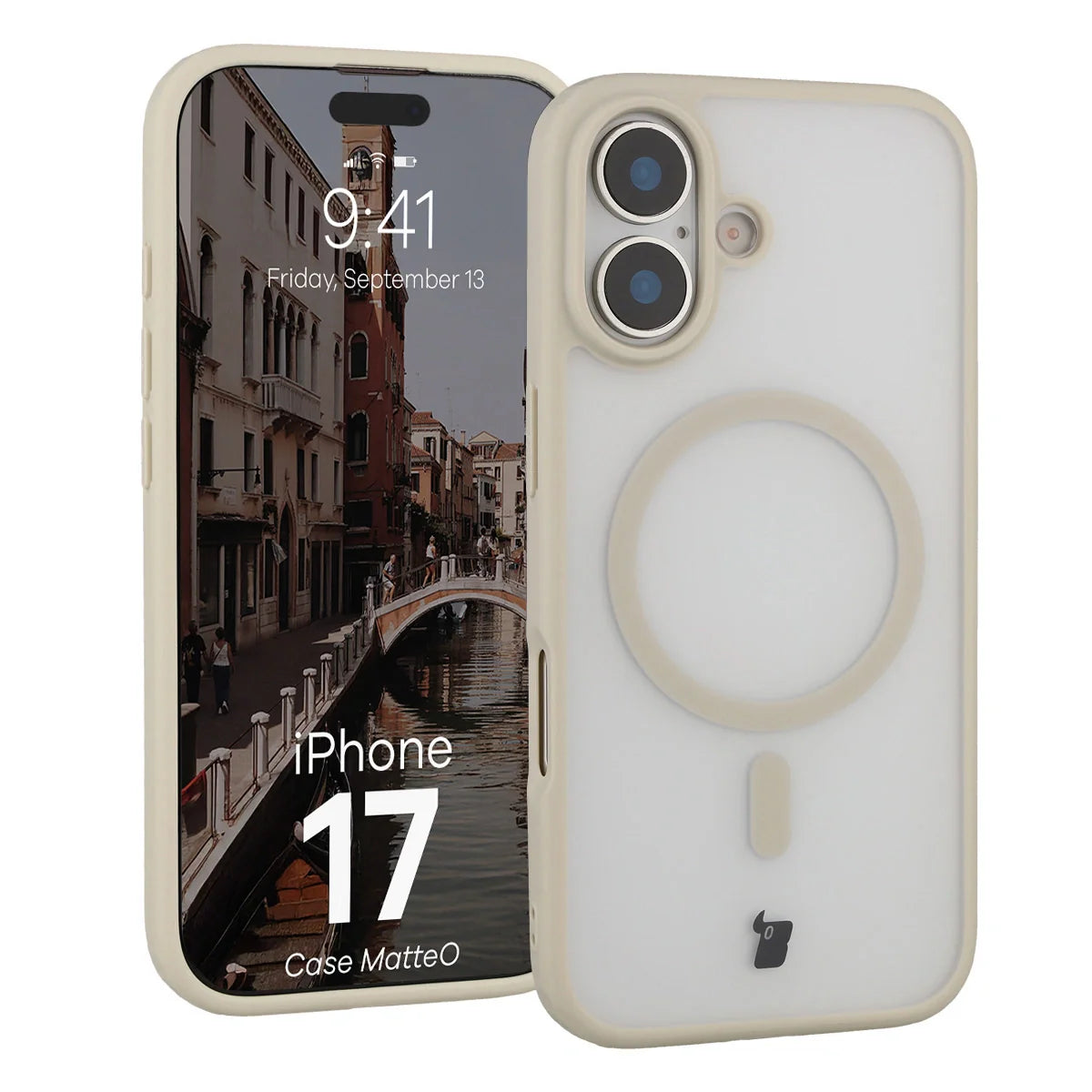 Handyhülle mit Magnetring für iPhone 17, Bizon Case MatteO, Getönt-Beige