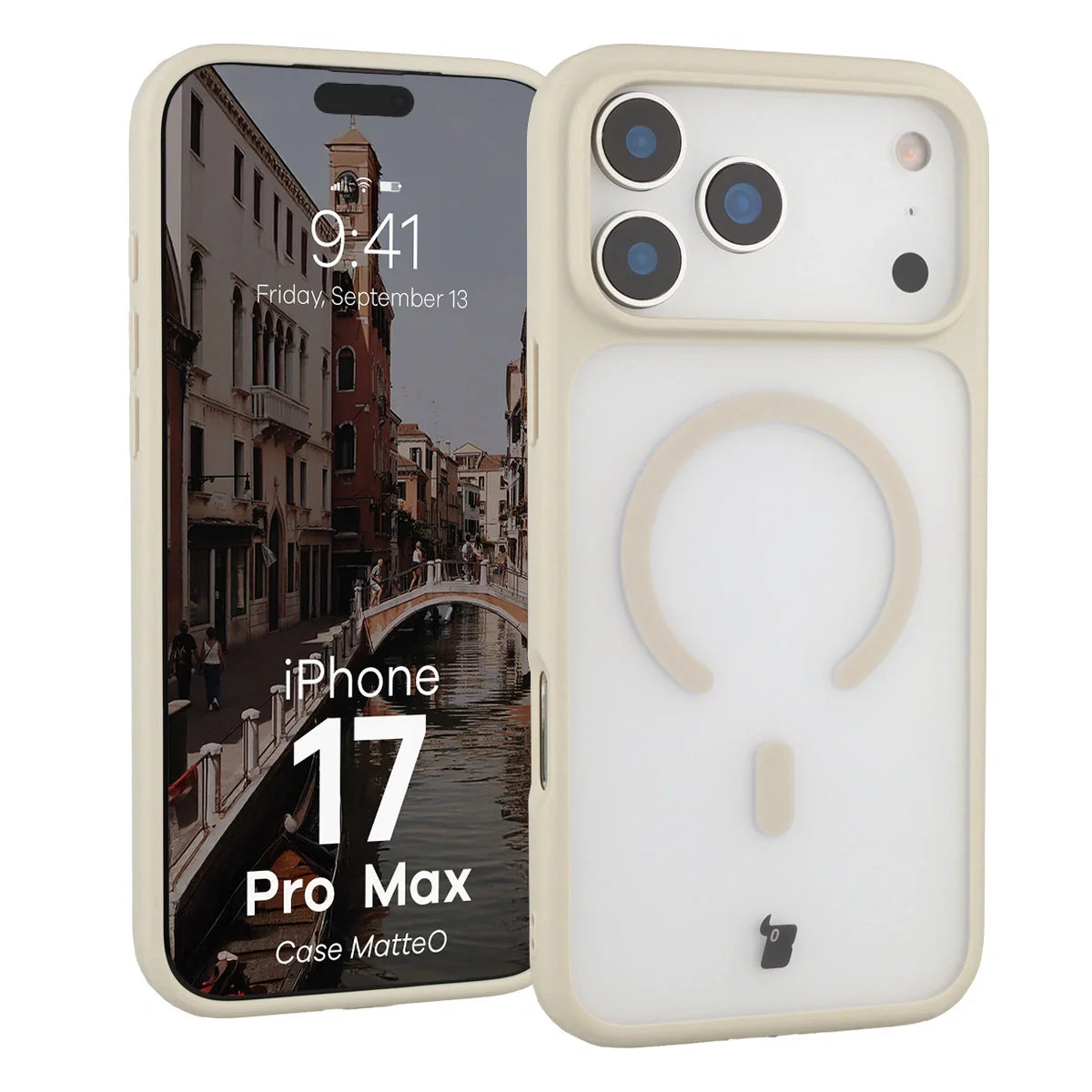 Handyhülle mit Magnetring für iPhone 17 Pro Max, Bizon Case MatteO, Getönt-Beige