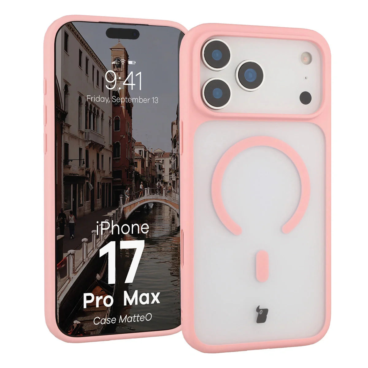 Handyhülle mit Magnetring für iPhone 17 Pro Max, Bizon Case MatteO, Getönt-Hellrosa