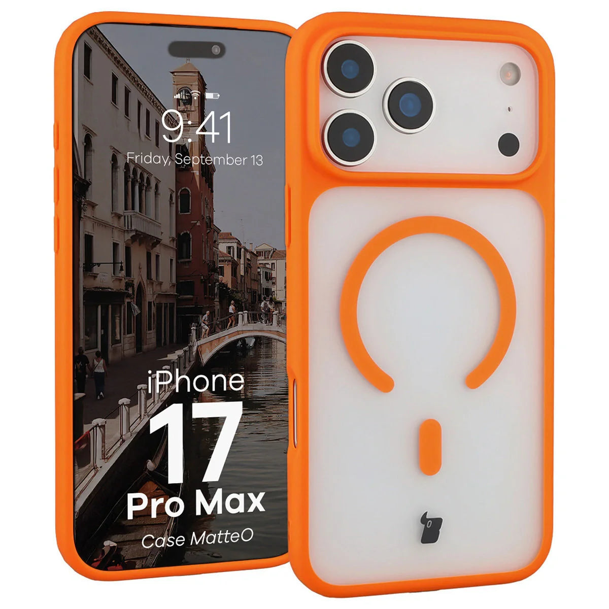 Handyhülle mit Magnetring für iPhone 17 Pro Max, Bizon Case MatteO, Getönt-Orange