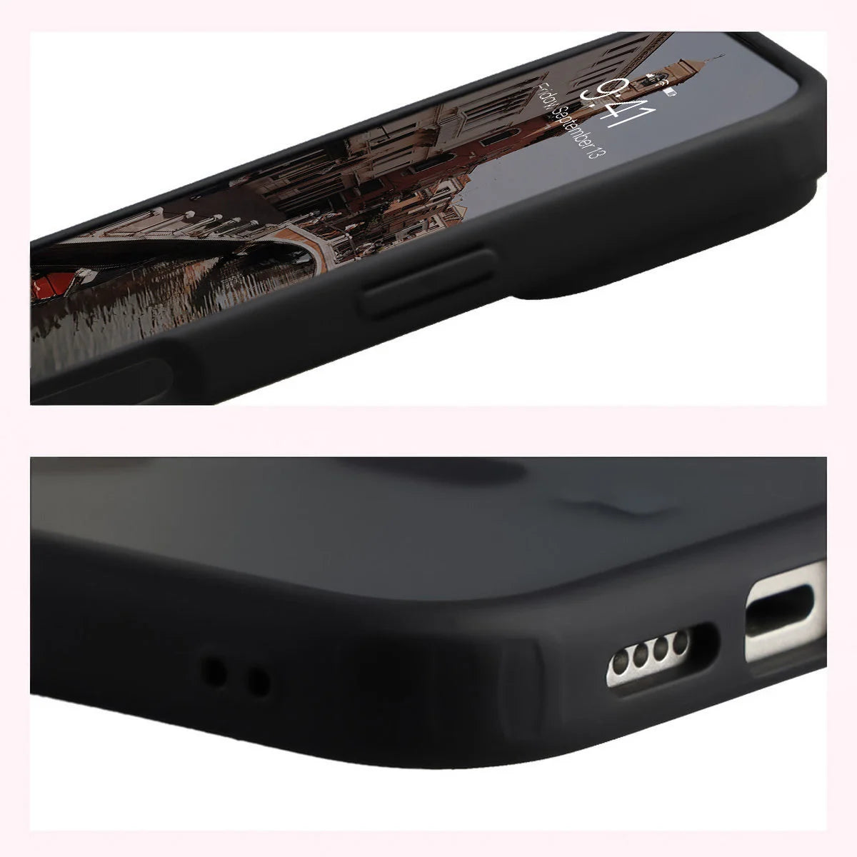 Handyhülle mit Magnetring für iPhone 18 Pro / 17 Pro, Bizon Case MatteO, Getönt-Schwarz (5/7)