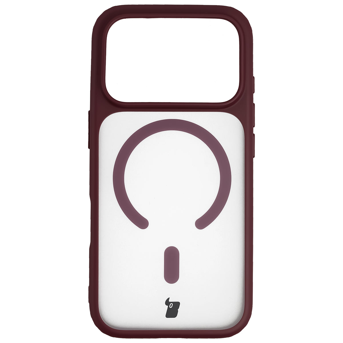 Handyhülle mit Magnetring für iPhone 18 Pro / 17 Pro, Bizon Case MatteO, Semitransparent mit burgunderrotem Rahmen (2/7)