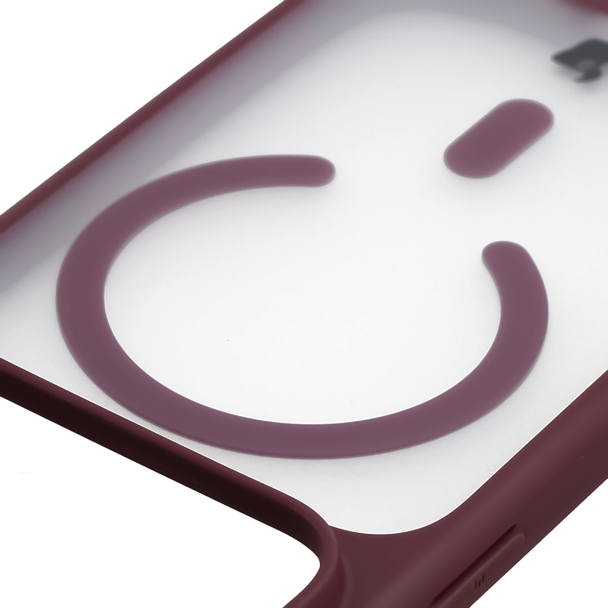 Handyhülle mit Magnetring für iPhone 18 Pro / 17 Pro, Bizon Case MatteO, Semitransparent mit burgunderrotem Rahmen (3/7)