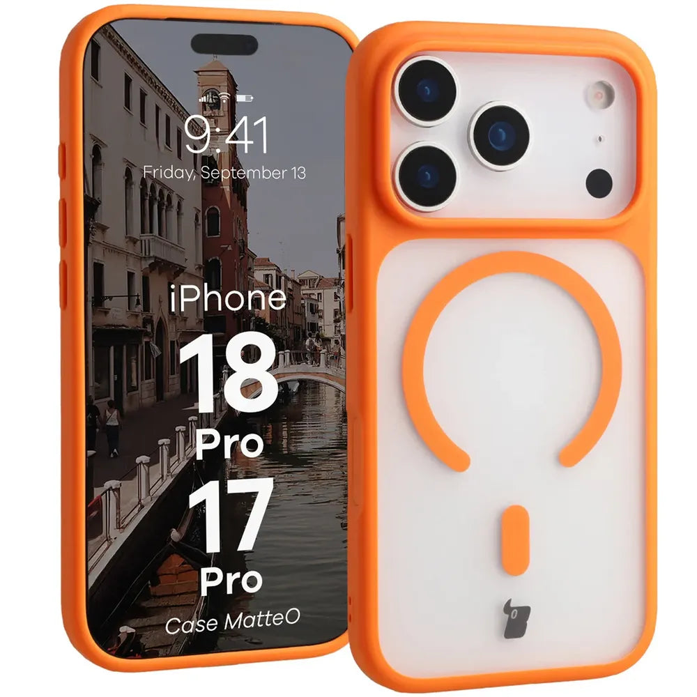 Handyhülle mit Magnetring für iPhone 18 Pro / 17 Pro, Bizon Case MatteO, Getönt-Orange (1/7)