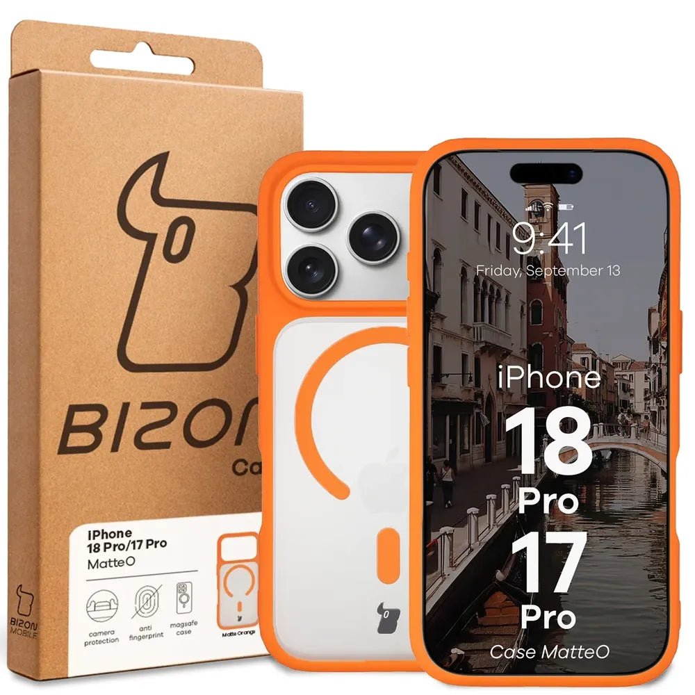 Handyhülle mit Magnetring für iPhone 18 Pro / 17 Pro, Bizon Case MatteO, Getönt-Orange (7/7)