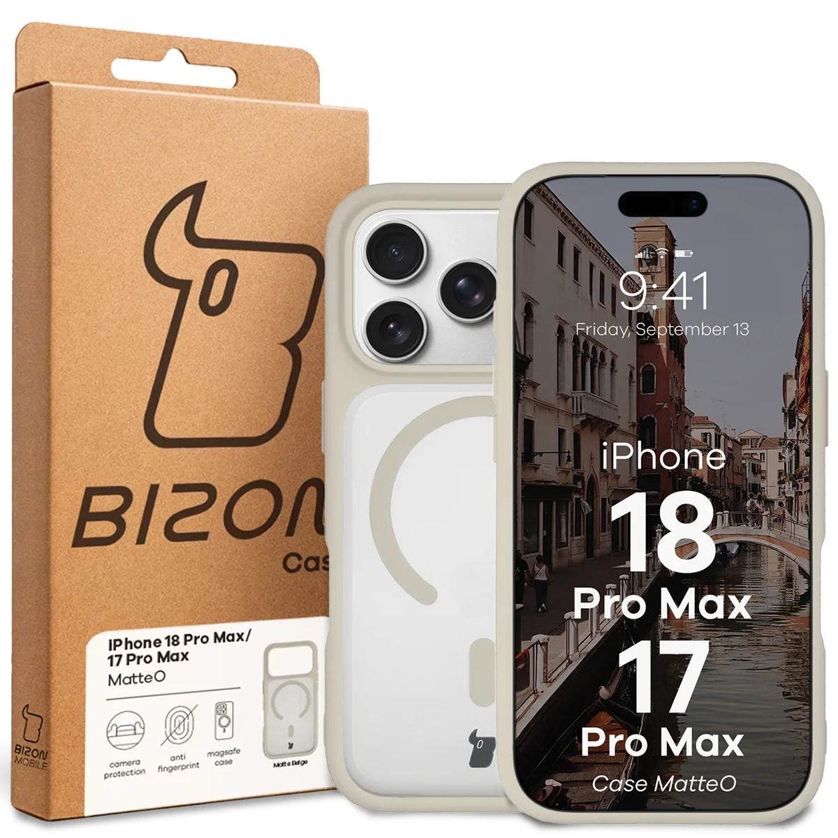 Handyhülle mit Magnetring für iPhone 18 Pro Max / 17 Pro Max, Bizon Case MatteO, Getönt-Beige (7/7)