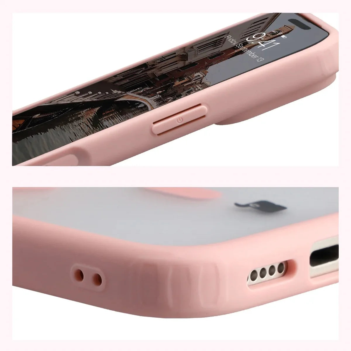 Handyhülle mit Magnetring für iPhone 18 Pro Max / 17 Pro Max, Bizon Case MatteO, Getönt-Hellrosa (5/7)