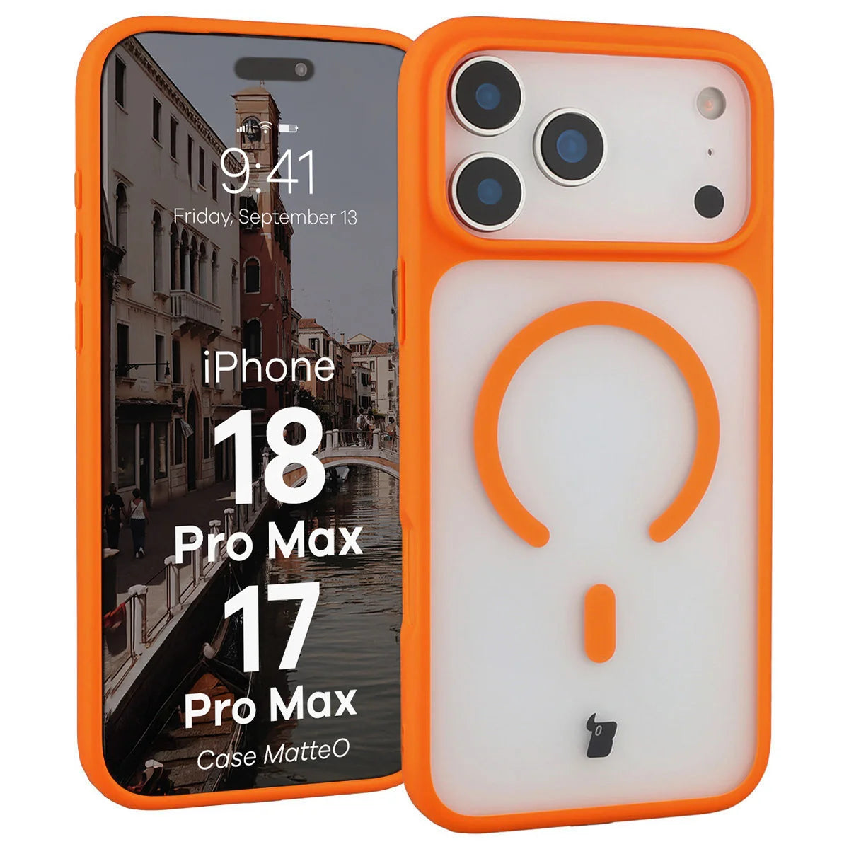 Handyhülle mit Magnetring für iPhone 18 Pro Max / 17 Pro Max, Bizon Case MatteO, Getönt-Orange (1/7)