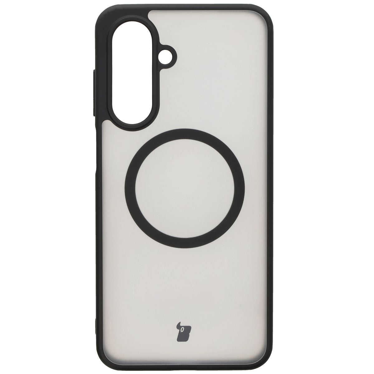 Handyhülle mit Magnetring für Galaxy A26 5G, Bizon Case MatteO, Semitransparent mit schwarzem Rand