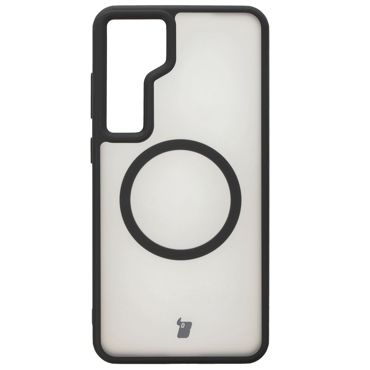 Handyhülle mit Magnetring für Galaxy S24 Plus, Bizon Case MatteO, Semitransparent mit schwarzem Rand