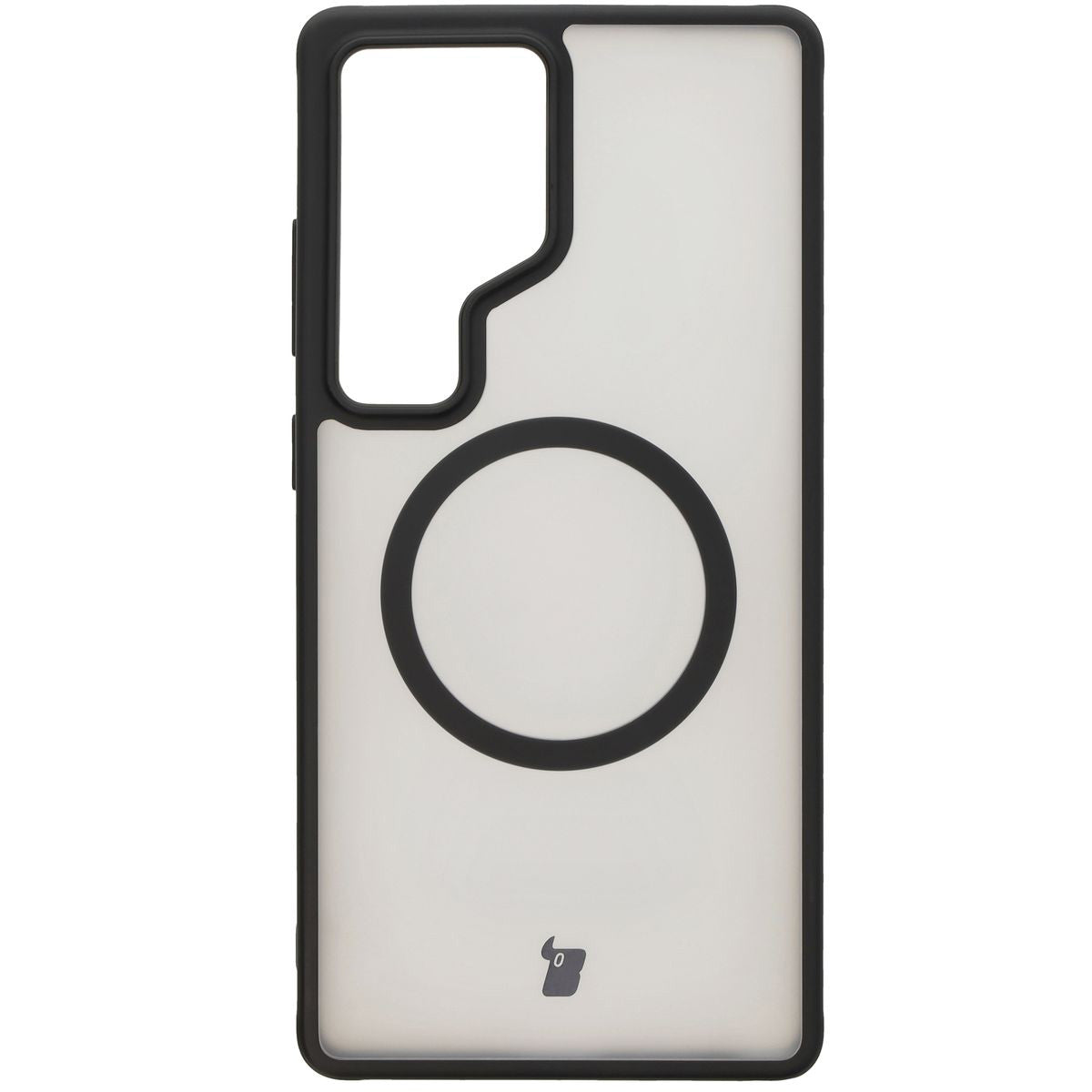 Handyhülle mit Magnetring für Galaxy S25 Ultra, Bizon Case MatteO, Semitransparent mit schwarzem Rand