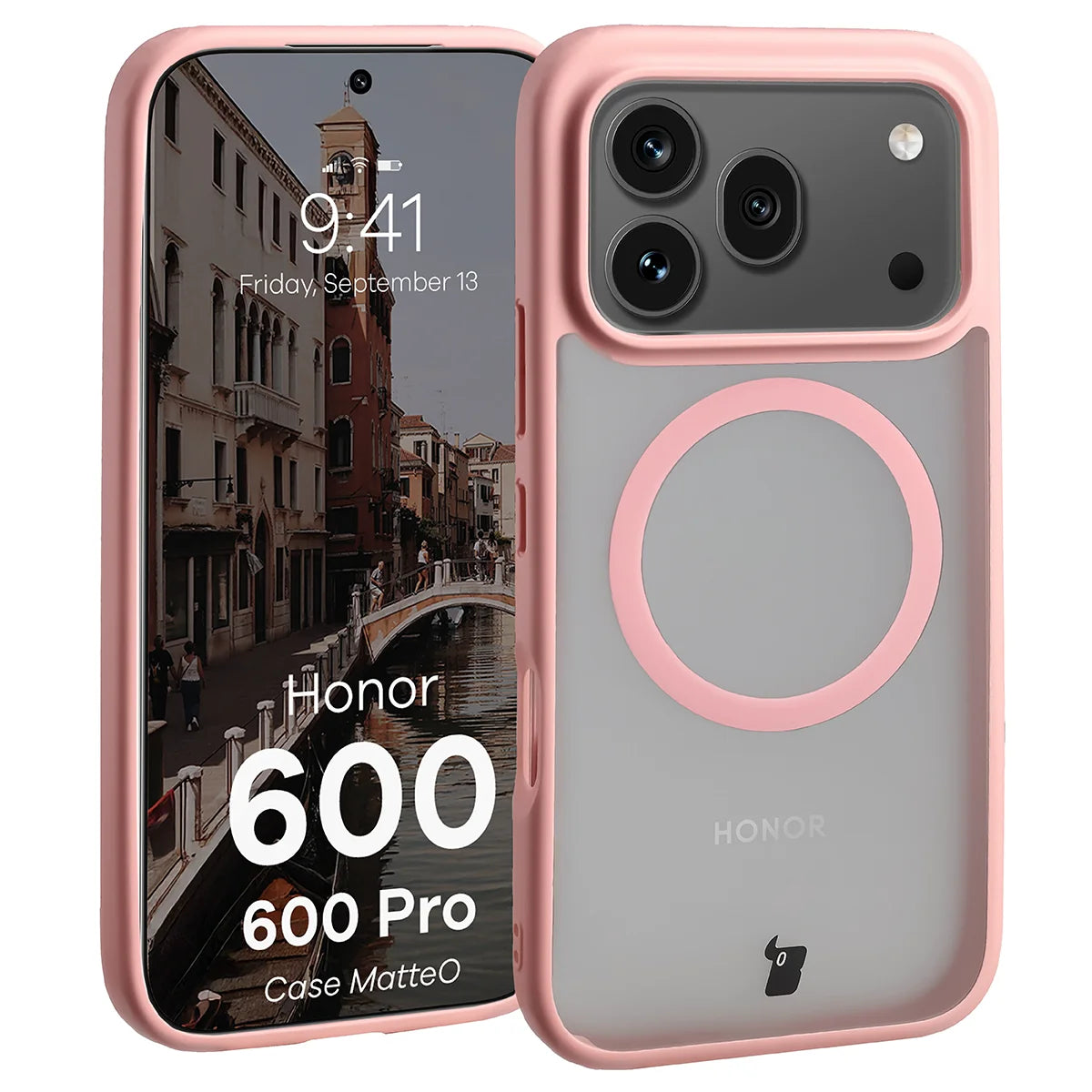 Handyhülle mit Magnetring für Honor 600 5G / 600 Pro 5G, Bizon Case MatteO, Getönt-Hellrosa