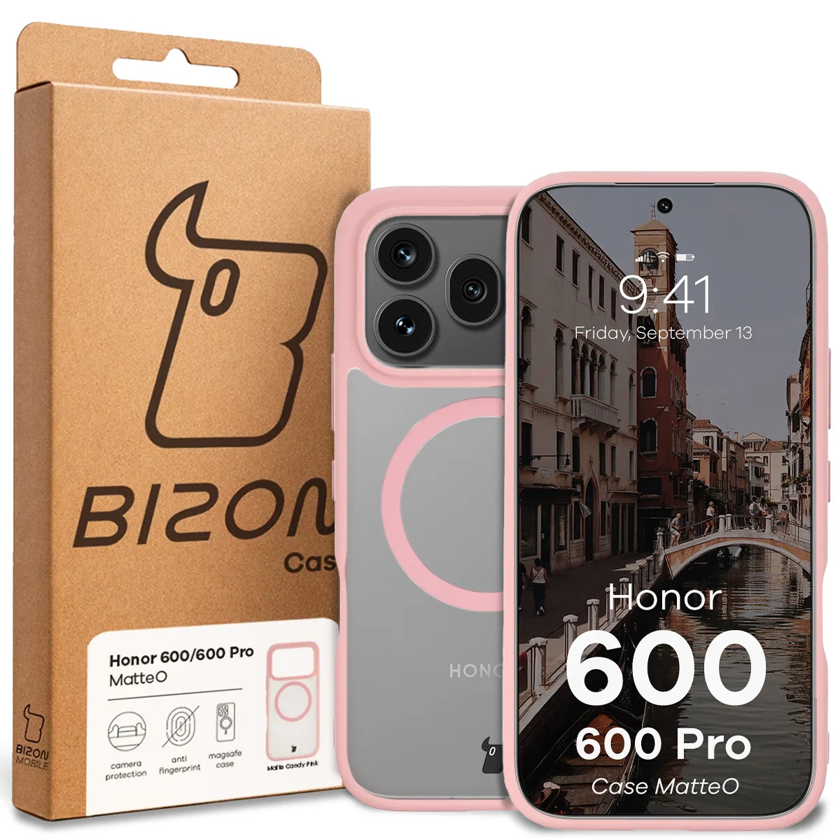 Handyhülle mit Magnetring für Honor 600 5G / 600 Pro 5G, Bizon Case MatteO, Getönt-Hellrosa