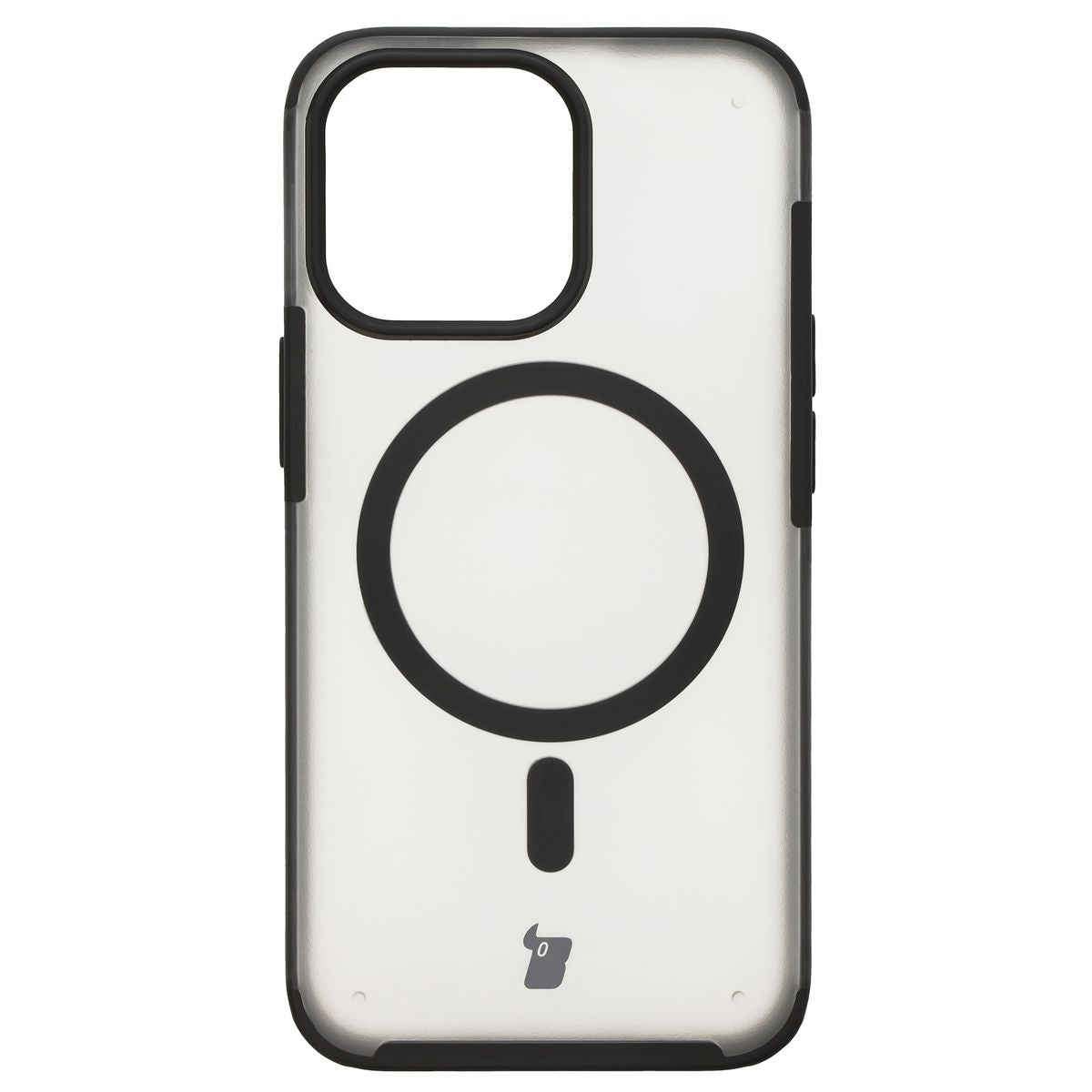 Handyhülle mit Magnetring für iPhone 13 Pro, Bizon Case MatteO, Semitransparent mit schwarzem Rand